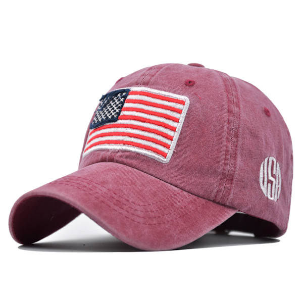 American Flag Washed Baseball Cap 3D Broderi Bokstav Baseball Cap Män och Kvinnor USA Retro Peaked Cap Yellow Adjustable