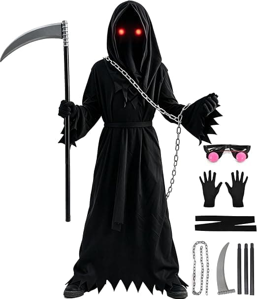 Grim Reaper Kostume Børn Skræmmende Halloween Kostumer til Drenge Piger M M