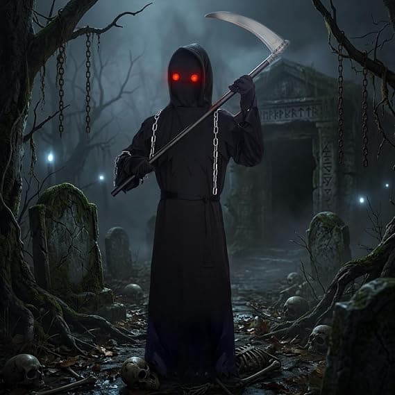 Grim Reaper Kostume Børn Skræmmende Halloween Kostumer til Drenge Piger M M