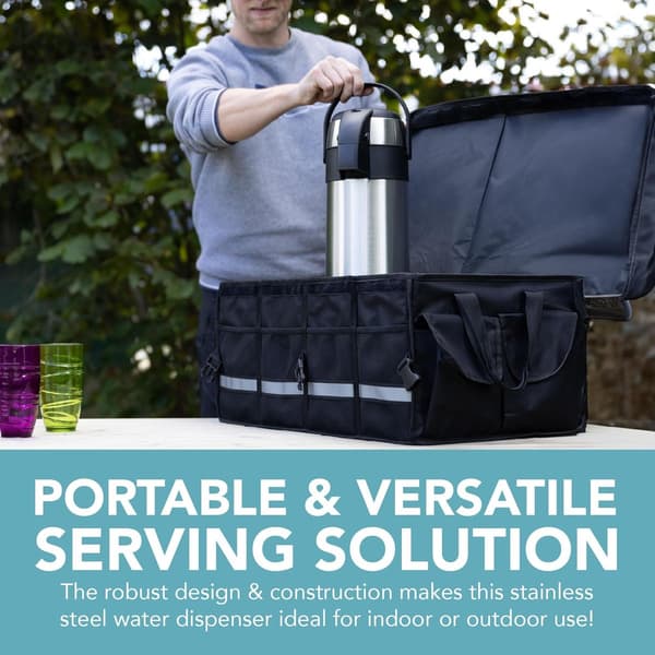 3L Rustfrit Stål Airpot, Termodispenser med Pumpefunktion til Kaffe, Te & Varmt Vand, Stor Vakuumtermokande til Kontor, Hotel & Møder (Sølv)