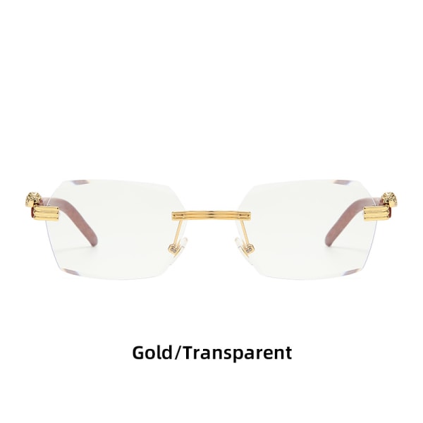 Små fyrkantiga bågar mode ramlösa solglasögon Herr- och damglasögon trendiga leopardsolglasögon Gold frame gradient grey