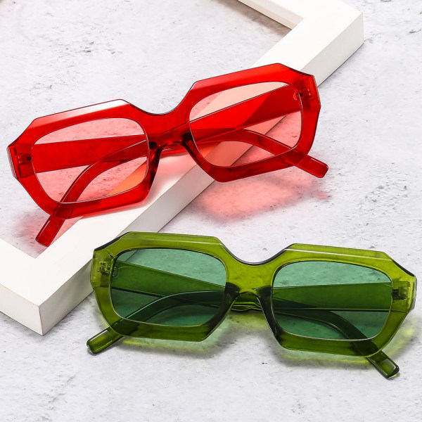 70-tals inspirerade ovala solglasögon 100% UV-skydd grön röd red Red