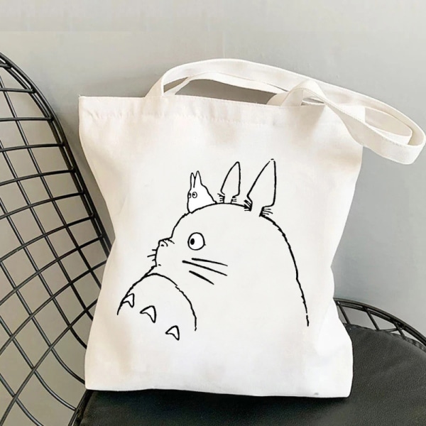 Cartoon omgivande Totoro canvas campus stil studentcanvas shoppingväska manliga och kvinnliga studenter daglig handväska