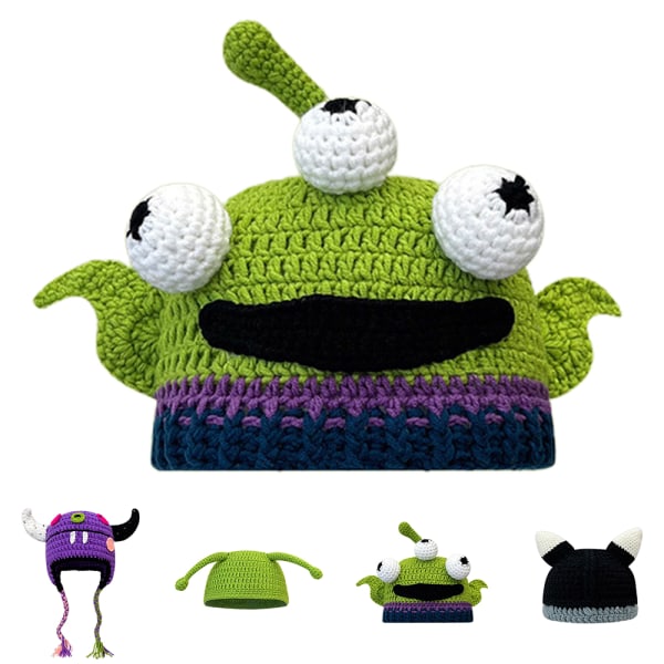 Tecknad monster Shrek Beanie Stickad Mössa Cosplay Prpos Winter 3