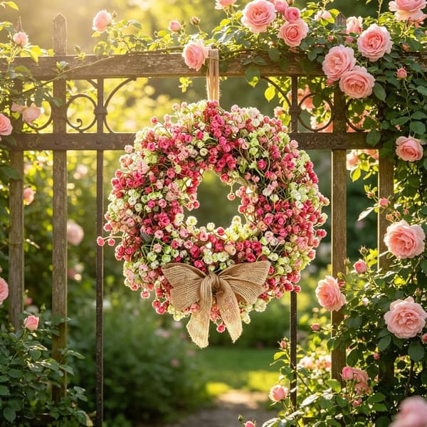 11,8\" Rosa Stjärnhimmel Blomsterkrans, Lättviktsplast Dörr- och Väggdekor för Bröllop, Födelsedagar & Högtider