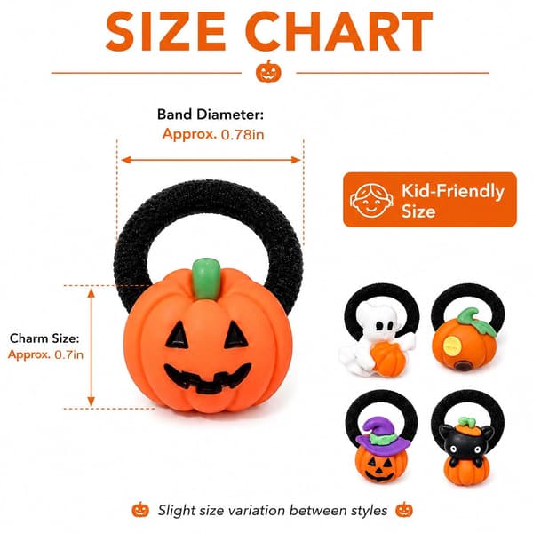 10 STK Halloween Hårelastikker, Spøgelse Græskar Sort Kat Mini Elastiske Hårbånd til Piger og Småbørn, Heksehat Græskar Scrunchies, Cosplay Tilbehør