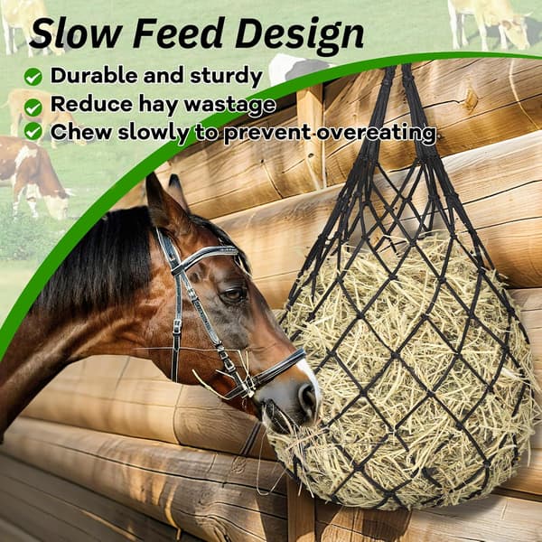 3-pack höpåsar för hästar, getter och får, slow-feed hönät, hängande foderpåsar för stall, släpvagn och utomhusbruk