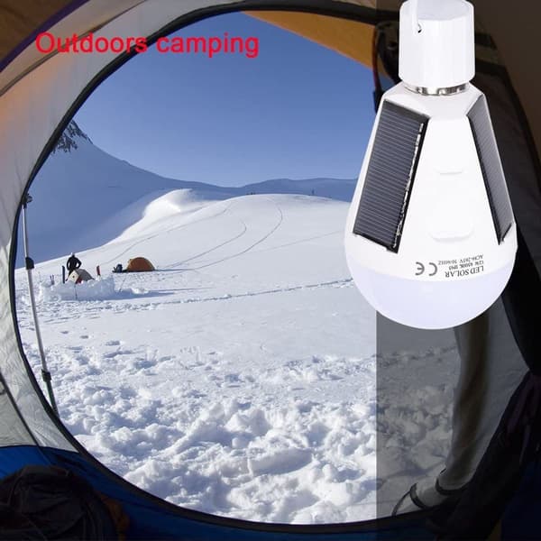 LED solcellelampe, E27 IP 65 vanntett innendørs/utendørs solcellelampe