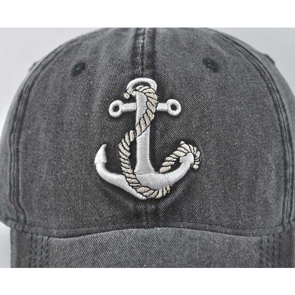 Step Into the Fashion Retro Distressed Peaked Cap Water-Washing Brodery Boat Anchor Baseball Cap Solhatt för män och kvinnor Cb2312WineRed Adjustable