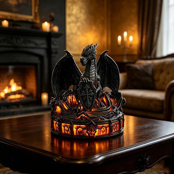 Drakelampa Staty Ljusdekor, Gotisk Fantasy Heminredningspresenter
