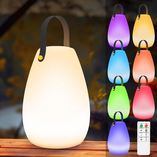LED utendørslampe - Dimbar bordlampe - Trådløs - 8 farger - IP44 - USB-C