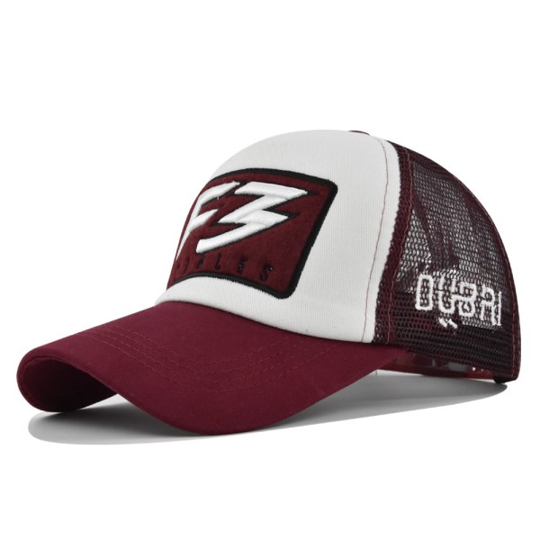 Broderi Mesh Cap F3 Broderi Baseball Cap Tredimensionell broderi Peaked Cap Utomhus Solhatt Färgmatchande Mesh Cap Partihandel Cm6022WineRed Adjustable