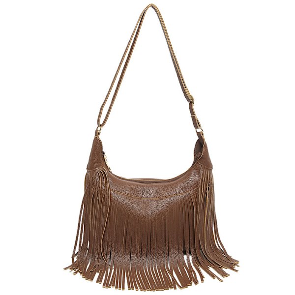 Hipster retro personality multi-tassel bag Millennium Spice Sweet Cool casual crossbody brown