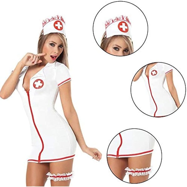 Wateralone Kvinnor Sexig Sjuksköterska Kostym Set Copsplay Uniform Outfit Underkläder Sjuksköterska Sexig Dräkt Sovrum Smekmånad Cosplay Sjuksköterska Kläder One Size Vit