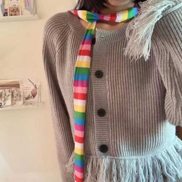 Randig tunn halsduk för män och kvinnor i samma stil Thin strips one size
