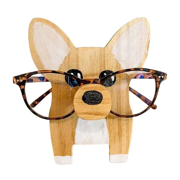 Morsom brilleholder, brillerstativ i tre, solbrillestativ, rustikk dekorasjon Corgi
