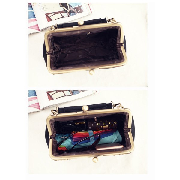 Dam Handväska Vintage Pu Mini Pack Handväska med klippt knapp Dark brown