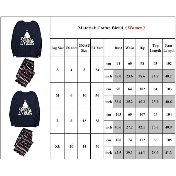 Jul Familj Matchande Pyjamas Set Vuxen Barn Baby Sovkläder Women L