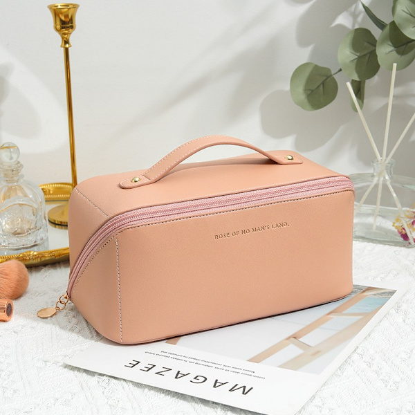 Sminkväska, tvättväska, bärbar bärbar förvaringsväska för resor pink