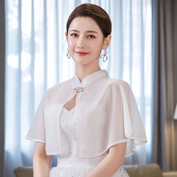 Bride Cape Chiffong Sjal RÖD red