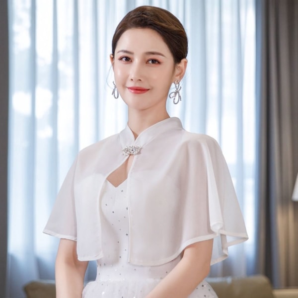 Bride Cape Chiffong Sjal VIT white