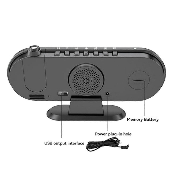 Mini 4K Klockkamera LED Digital Smart Väckarklocka Projektion Stöder Fjärrvisning Mobil Detektion Minikamera Black