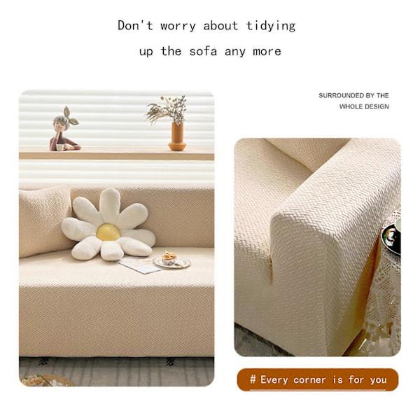 Sofföverdrag Stretch Sofföverdrag, Sofftyg Möbelöverdrag, Hög Stretch Sofföverdrag Djurvänligt Halkfritt, Överdimensionerat Elastiskt Möbelöverdrag, Stickat Beige