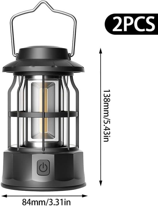 Campinglykter – LED-campinglykter – Bærbare campinglys – 2-pakning – Justerbar lysstyrke – Vanntett – Ideell for camping, utendørsaktiviteter
