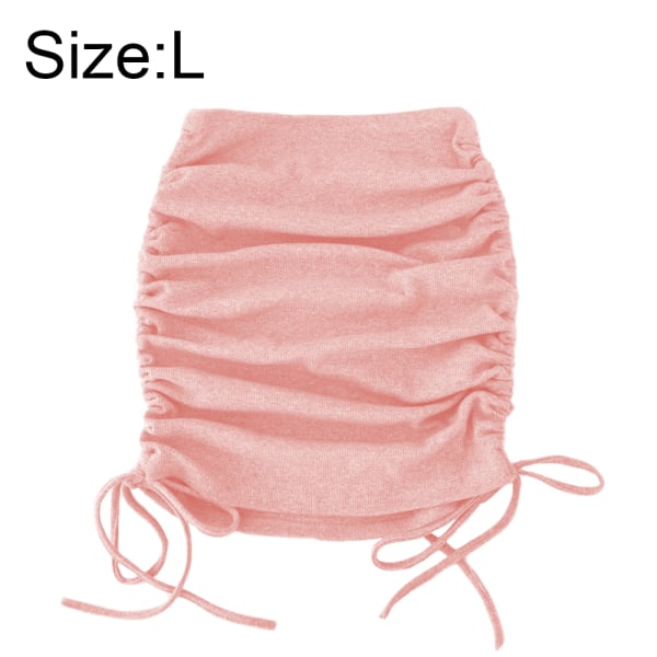 Dragsko, veckad elastisk mini penntight kjol Pink,L