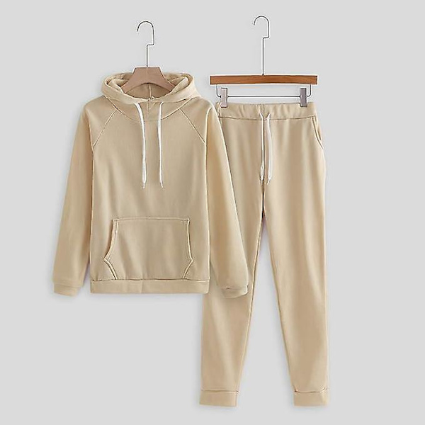 Mode Loungeset för kvinnor Modekläder 2-delad sweatsuit Långärmad tröja Långbyxor beige 2XL