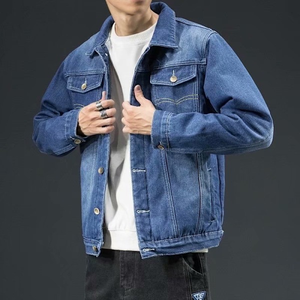 Vinterns plysch tjocka denimjacka för herrmode, mångsidig herrkläder, lös oversized varm arbetsjacka, trendig wathet XL