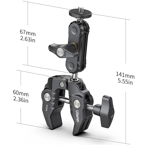 Mångsidig Super Clamp Ball Mount Clamp Dubbel 360° Roterande Kula