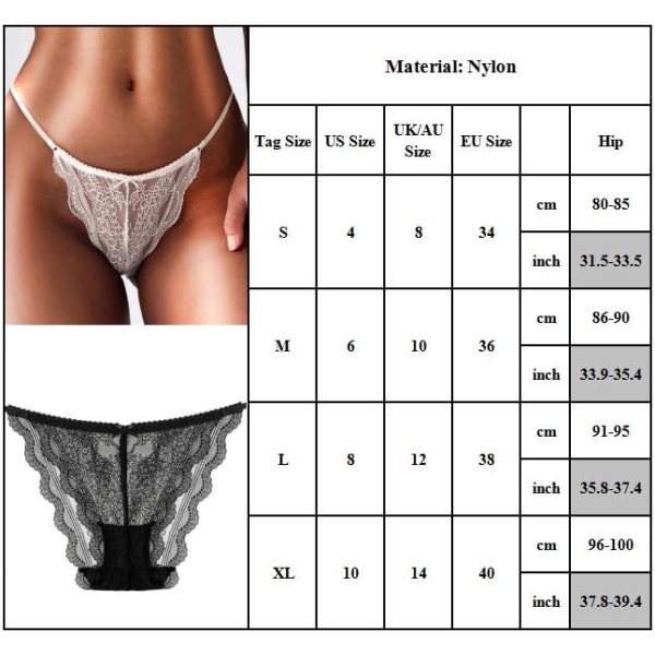 Damblommiga spetstrosor åghöjda G-string Trosor Underkläder white L