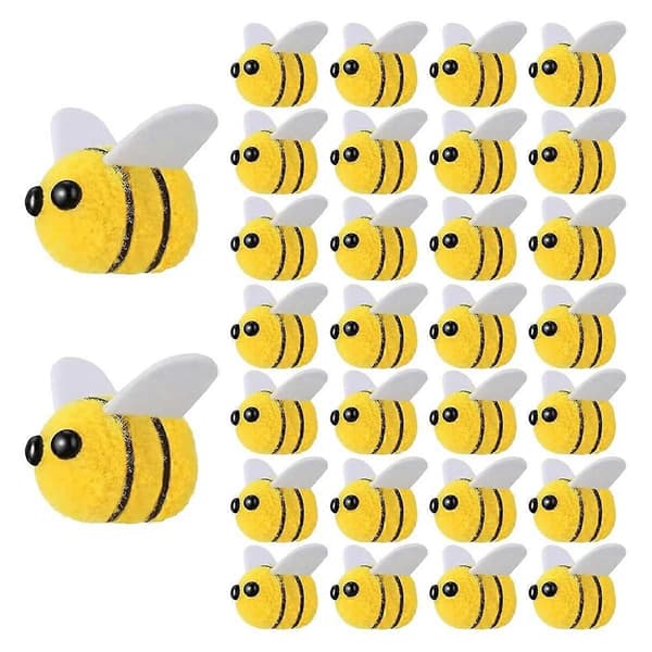 50 ST Bee Pompom Hårboll Polyester Barn Huvudbonad Bröllopsfigurer DIY Handgjort Material Hatt Cl
