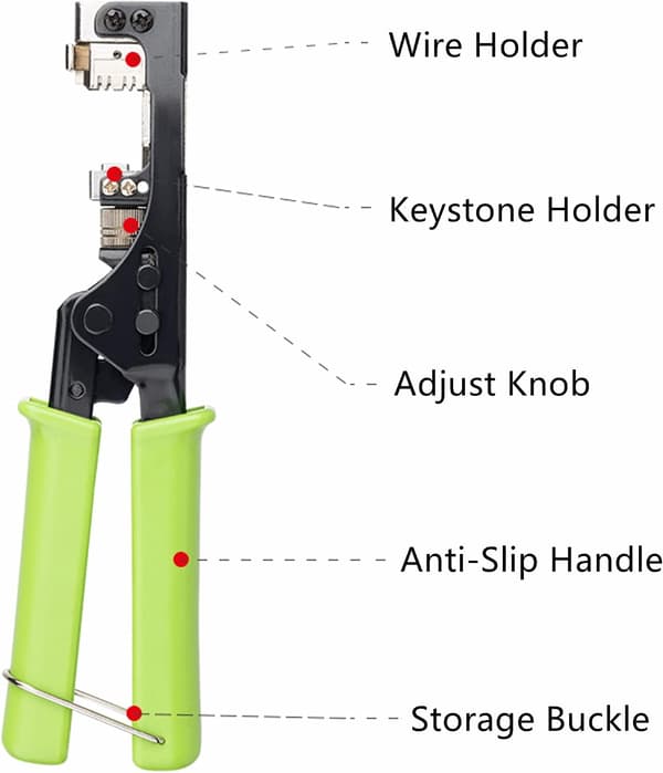 180 graders Keystone Jack Punch Down Tool (passer kun til specifikke AMP 110 Series 8 Position Jacks), CAT5/5e og CAT6/6A adapter hurtig termineringstang,