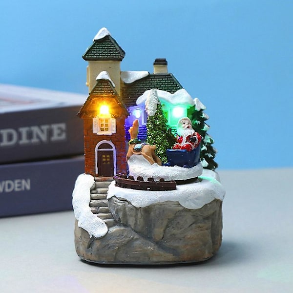 Led-ljus julsnöhus by lysande prydnad figurer hantverk hem juldekor B As Shown