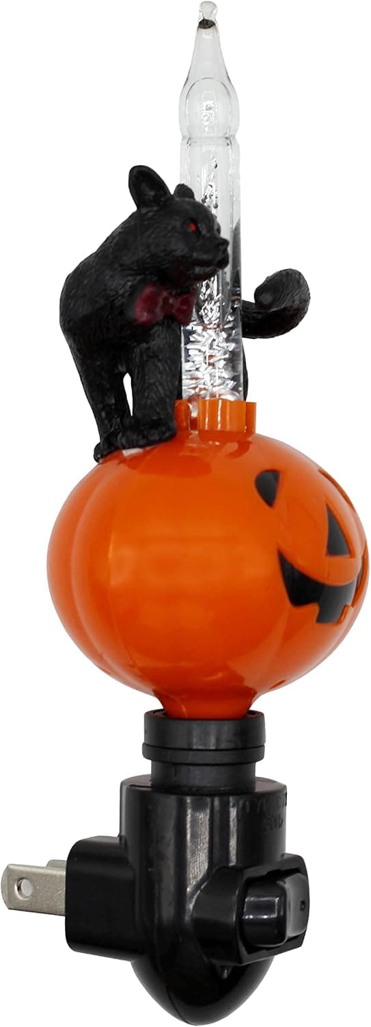 Halloween Gresskar Jack O' Lantern & Svart Katt Boble Nattlys