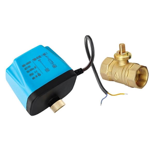 Normalt Stängd Motoriserad Kulventil Elektrisk Magnetventil Blue  Gold