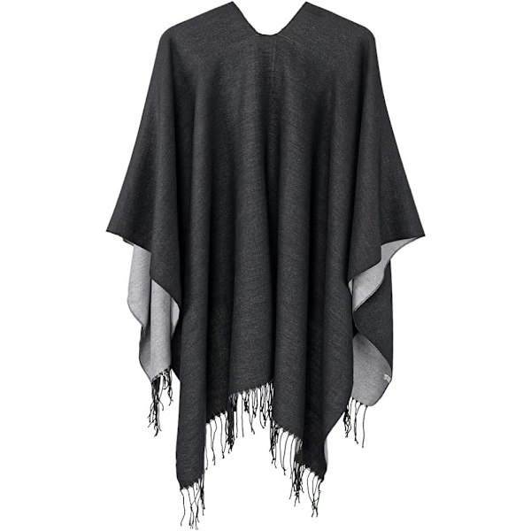 Ponchokappor för kvinnor med öppen framtill Cardigan filt omslag för höst/vinter