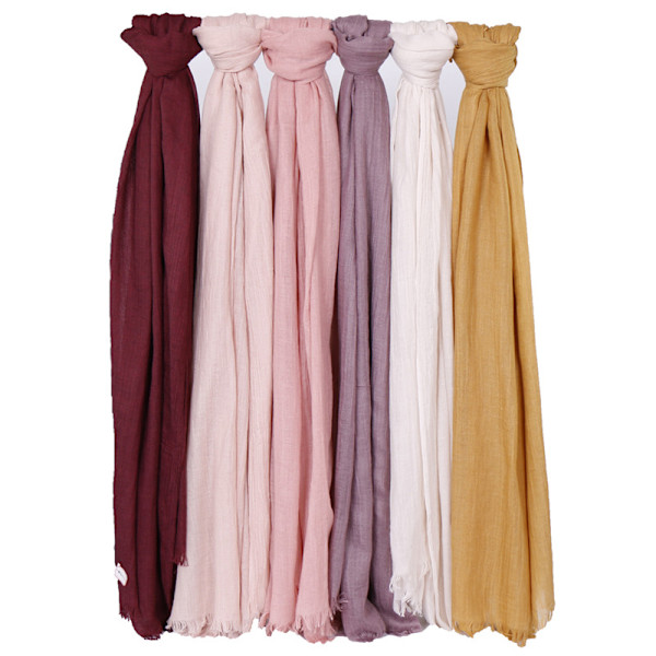 Dam Scarf Sjal 2022 Bomull Linne Enfärgad Tr Bomull Koreansk stil 12# wine red 190cm