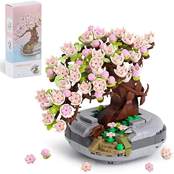 Mini byggkloss Sakura Bonsai modell 426 bitar av kreativ gör-det-själv-simulering Mini granulära blommor och växter Samling Byggleksaker