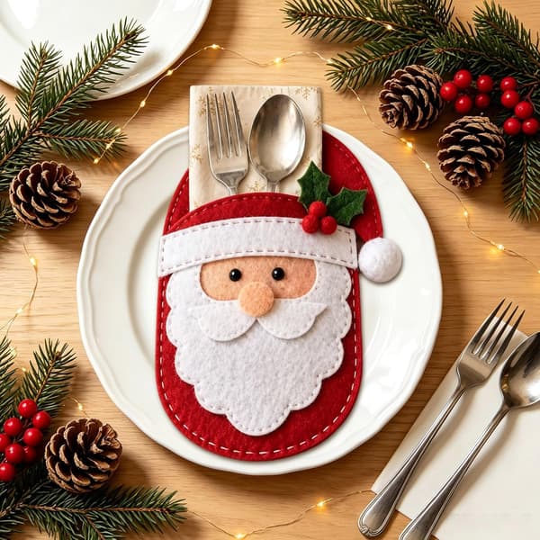 2 stk. julebestikkholder i filt for DIY-samling, håndlaget julebestikk