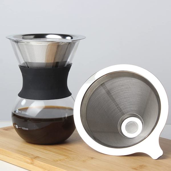 Rostfritt stål papperslös häll över kaffefilter