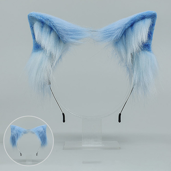 Handgjord ingefära Katt Varg Räv Öron Djur sött huvud Tillbehör sky blue