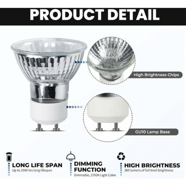 8 st GU10 Halogenlampa Reflektor-35W / Varmvit /2700K