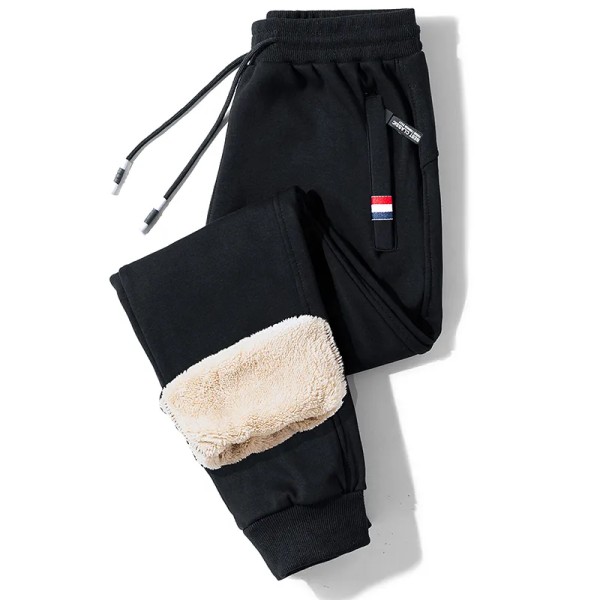 Vintervarma fleecebyxor Tjock Casual Thermal Sweatpants Joggingbyxor black XL