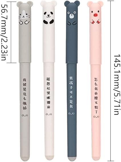 Set med 4 Kawaii raderbara gelpennor + 20 påfyllningar 0,35 mm