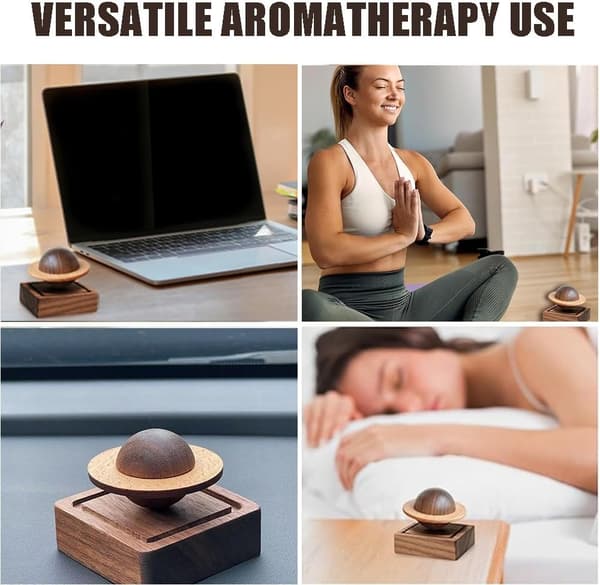Træ æterisk olie diffuser, Planet valnød aromaterapi, Passiv diffuser til skrivebord, bord, hjemmekontor, bil, garderobe, yogasal og SPA, Gaver til yoga