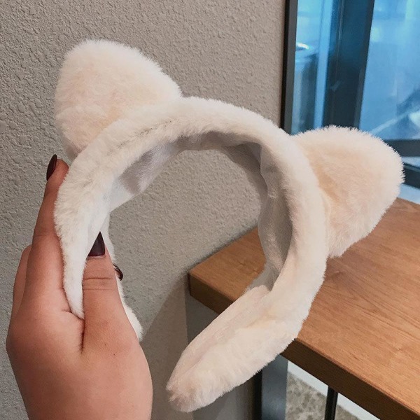 Fluffigt diadem med päls och öron i vit eller svart katt black Black