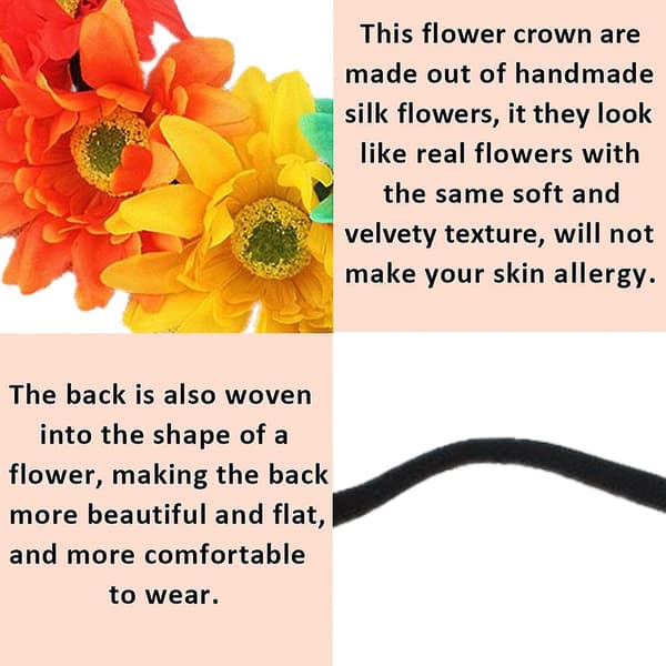 2-pack Solroskrans Boho Krans Solroshårband Blommigt Hårtillbehör (regnbåge) colour